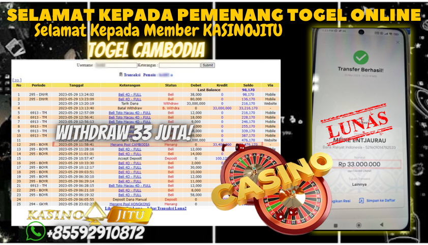 Bukti JP Togel Online KasinoJitu - Togel Cambodia