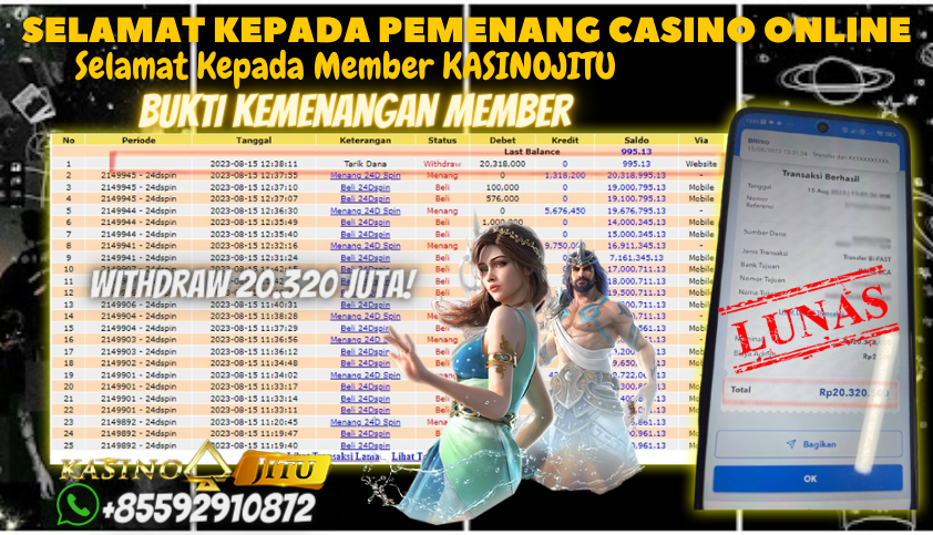 Bukti JP Live Casino KasinoJitu - 24D Spin